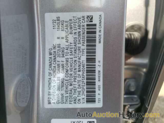 HONDA CIVIC SPORT, 2HGFE2F5XPH504671