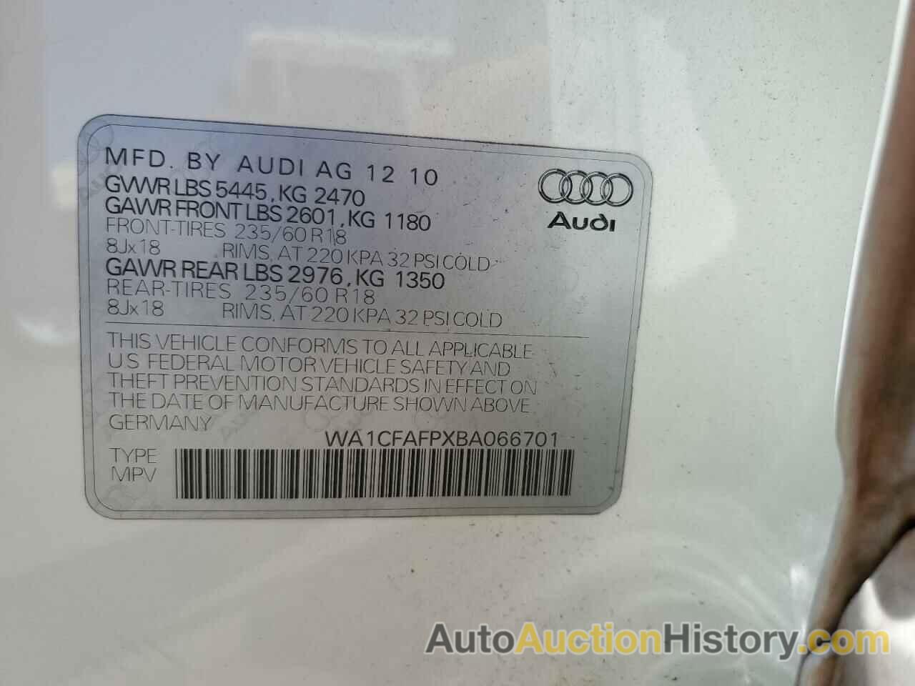 AUDI Q5 PREMIUM, WA1CFAFPXBA066701