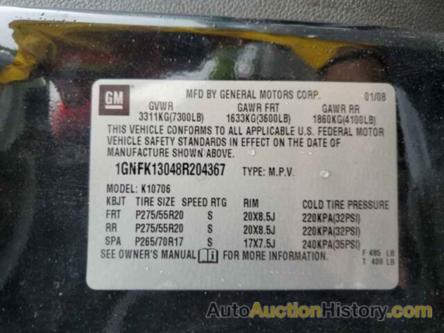 CHEVROLET TAHOE K1500, 1GNFK13048R204367