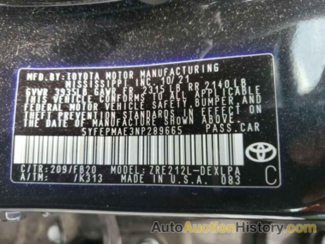 TOYOTA COROLLA LE, 5YFEPMAE3NP289665