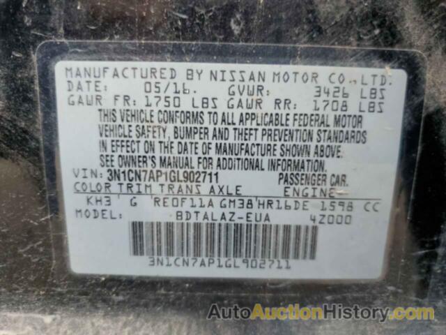 NISSAN VERSA S, 3N1CN7AP1GL902711