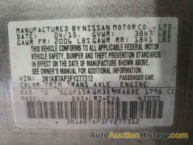 NISSAN SENTRA S, 3N1AB7AP3FY277312