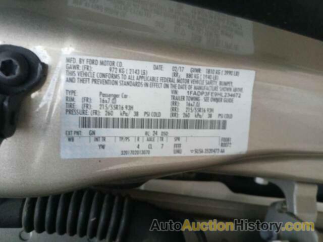 FORD FOCUS SE, 1FADP3FE9HL234672