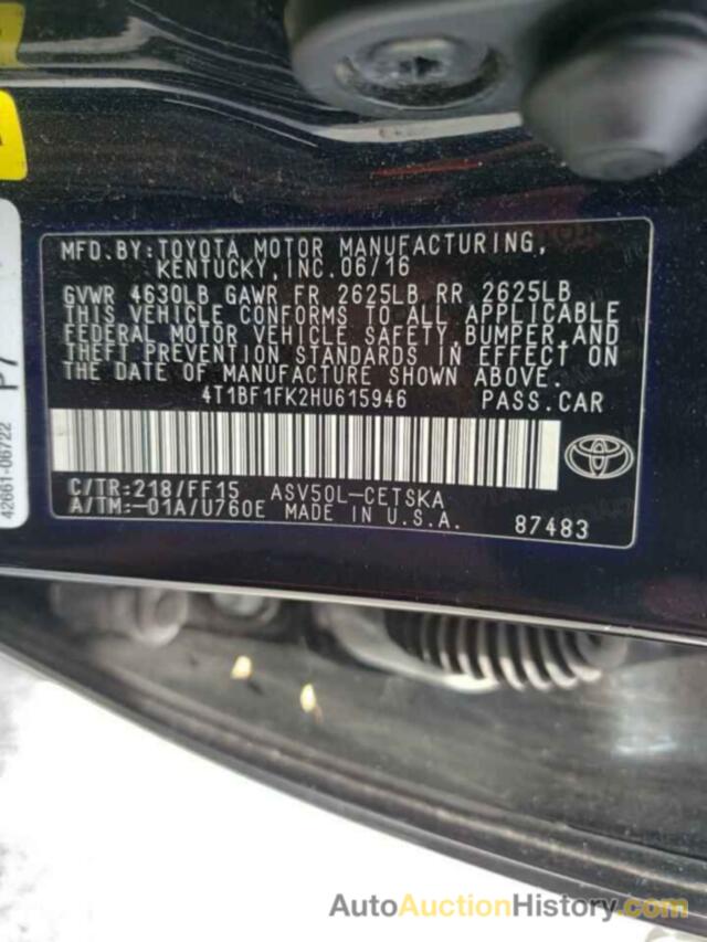 TOYOTA CAMRY LE, 4T1BF1FK2HU615946