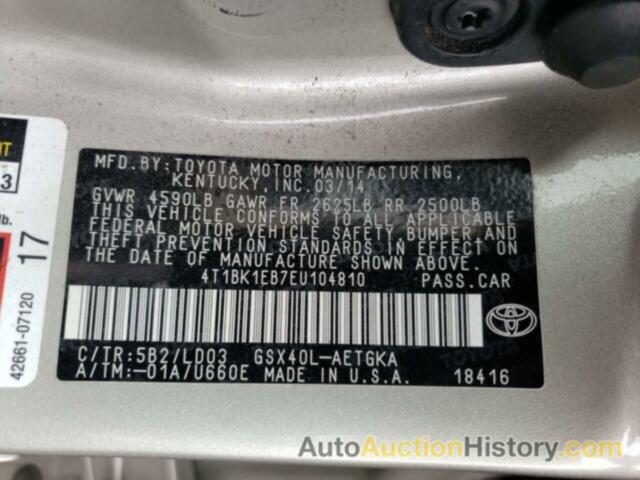 TOYOTA AVALON BASE, 4T1BK1EB7EU104810