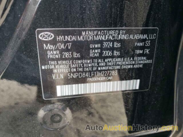 HYUNDAI ELANTRA SEL, 5NPD84LF1JH227283