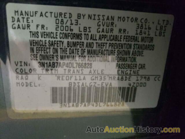 NISSAN SENTRA S, 3N1AB7AP4DL766828