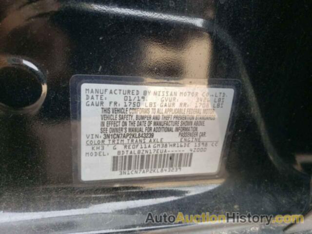 NISSAN VERSA S, 3N1CN7AP2KL843239