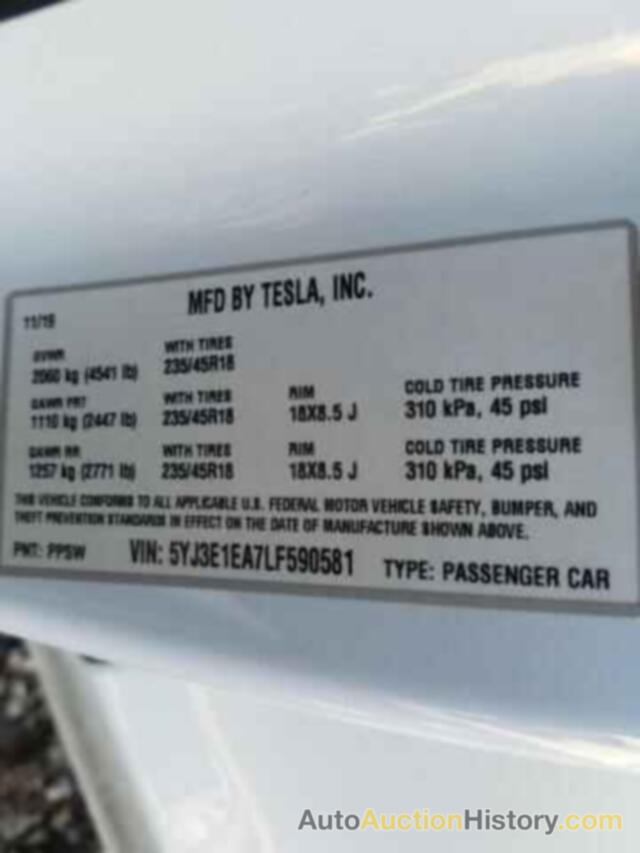 TESLA MODEL 3, 5YJ3E1EA7LF590581