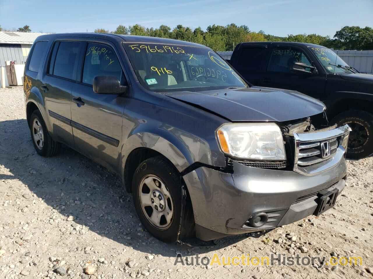 2012 HONDA PILOT LX, 5FNYF4H25CB022483