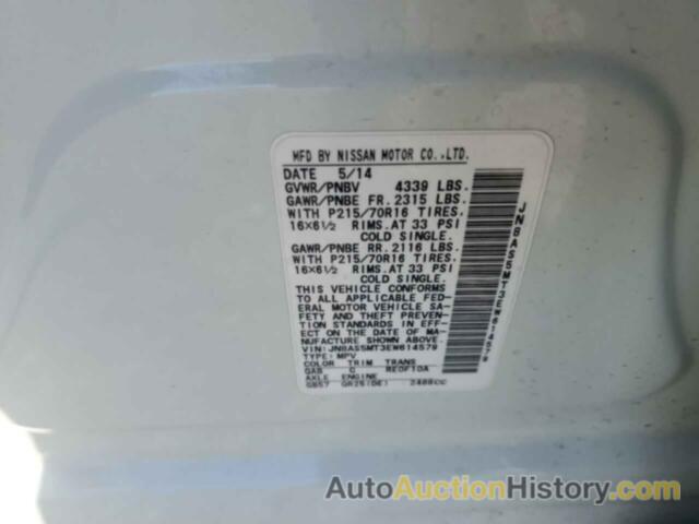 NISSAN ROGUE S, JN8AS5MT3EW614579