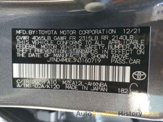 TOYOTA COROLLA SE, JTND4MBE3N3160719