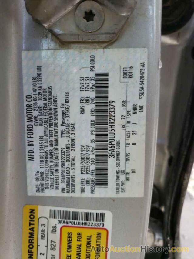 FORD FUSION SE HYBRID, 3FA6P0LU5HR223379