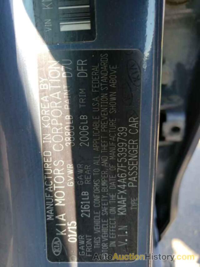 KIA FORTE LX, KNAFX4A67F5399739