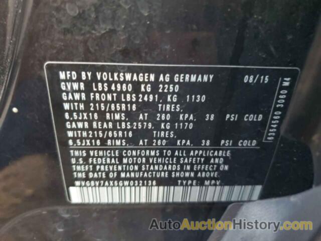 VOLKSWAGEN TIGUAN S, WVGBV7AX5GW032136