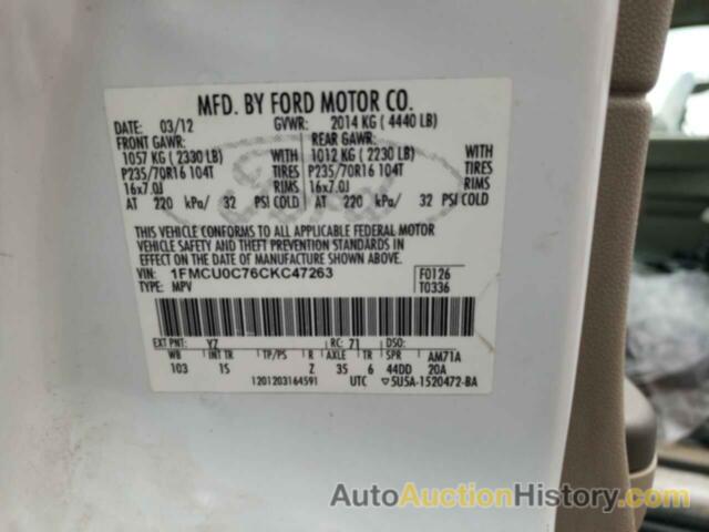 FORD ESCAPE XLS, 1FMCU0C76CKC47263