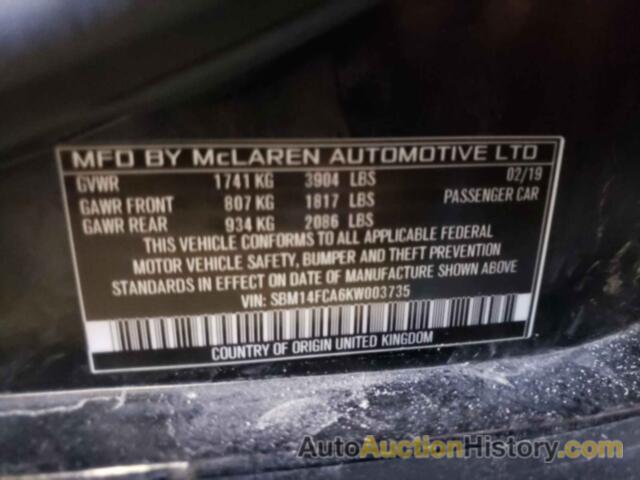 MCLAREN AUTOMOTIVE ALL MODELS, SBM14FCA6KW003735