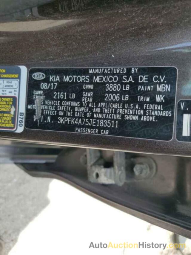 KIA FORTE LX, 3KPFK4A75JE183511