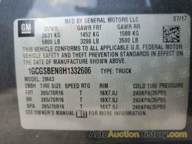 CHEVROLET COLORADO, 1GCGSBEN8H1332606