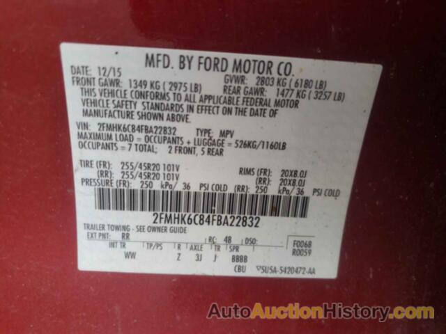 FORD FLEX SEL, 2FMHK6C84FBA22832