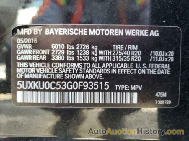 BMW X6 SDRIVE35I, 5UXKU0C53G0F93515