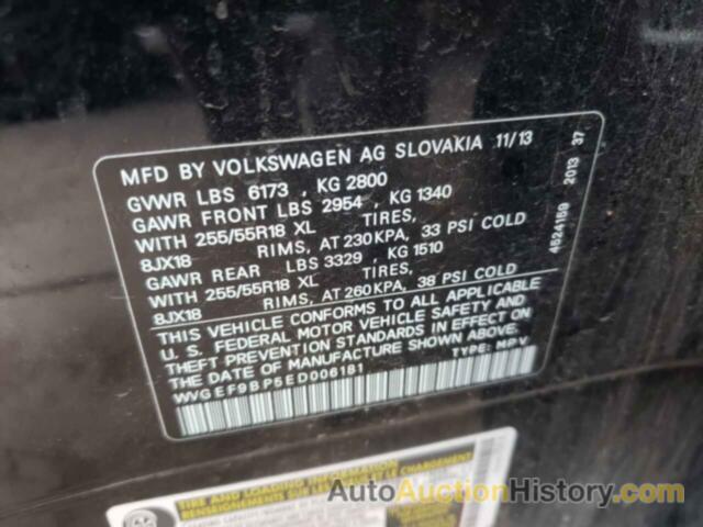 VOLKSWAGEN TOUAREG V6, WVGEF9BP5ED006181