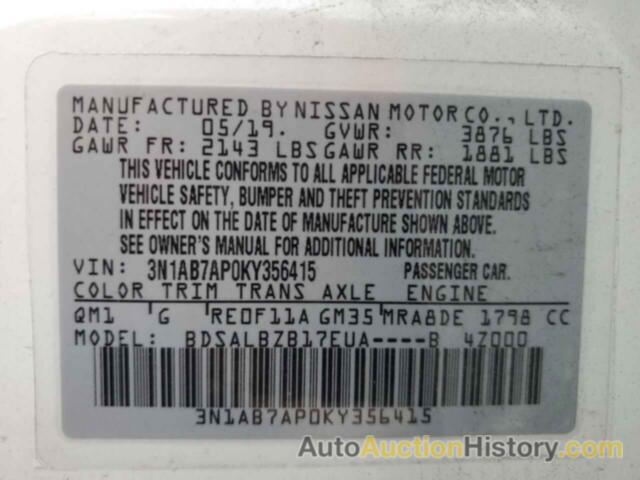 NISSAN SENTRA S, 3N1AB7AP0KY356415