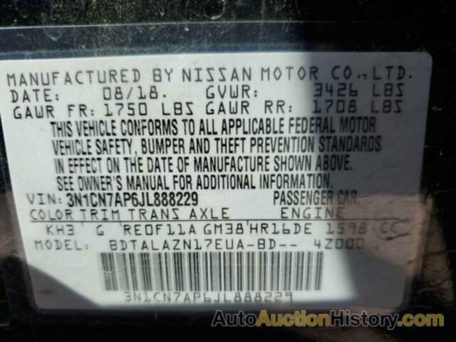 NISSAN VERSA S, 3N1CN7AP6JL888229