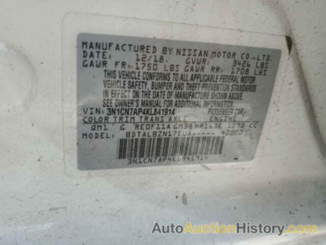 NISSAN VERSA S, 3N1CN7AP4KL841914