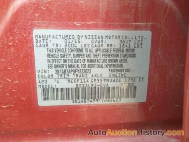 NISSAN SENTRA S, 3N1AB7AP9FY233623