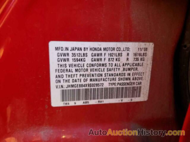 HONDA FIT SPORT, JHMGE884X9S028572