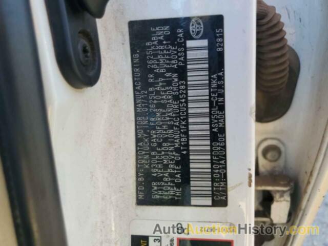 TOYOTA CAMRY BASE, 4T1BF1FK1CU545283