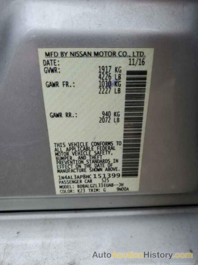 NISSAN ALTIMA 2.5, 1N4AL3AP8HC151399