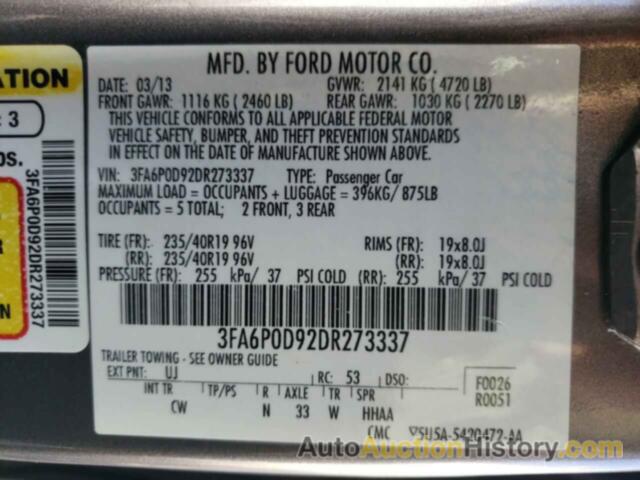 FORD FUSION TITANIUM, 3FA6P0D92DR273337