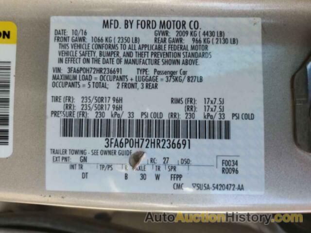 FORD FUSION SE, 3FA6P0H72HR236691