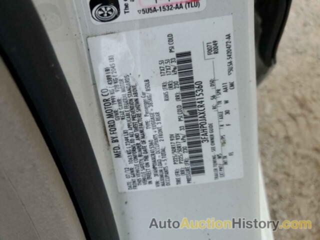 FORD FUSION SEL, 3FAHP0JAXCR415360