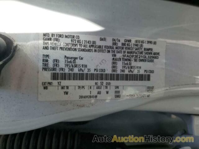 FORD FOCUS S, 1FADP3E21GL325683