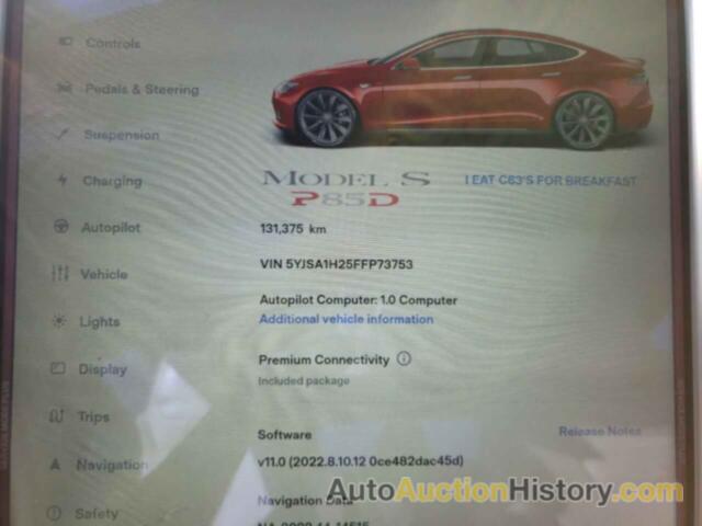 TESLA MODEL S 85D, 5YJSA1H25FFP73753