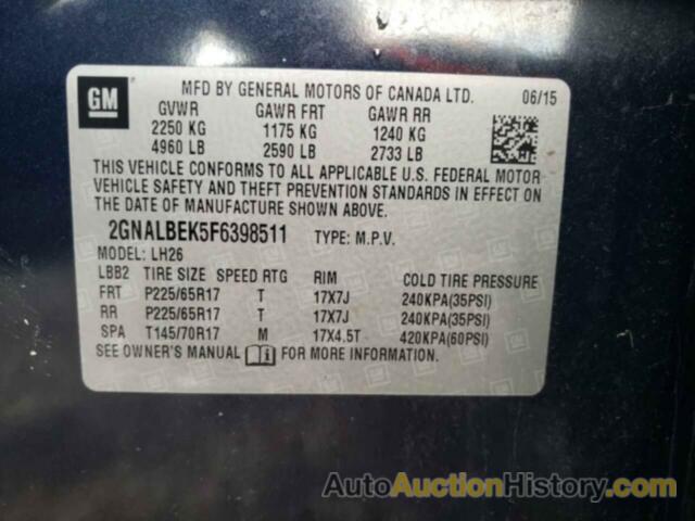 CHEVROLET EQUINOX LT, 2GNALBEK5F6398511