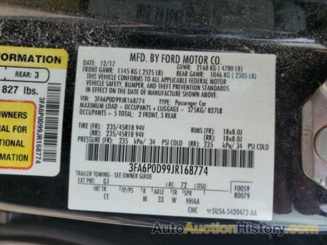 FORD FUSION TITANIUM/PLATINUM, 3FA6P0D99JR168774