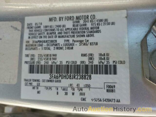 FORD FUSION SE, 3FA6P0HD8JR238828