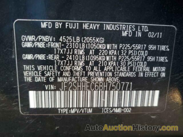 SUBARU FORESTER LIMITED, JF2SHHEC6BH750771