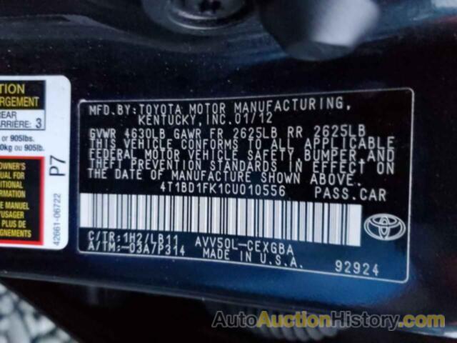 TOYOTA CAMRY HYBRID, 4T1BD1FK1CU010556