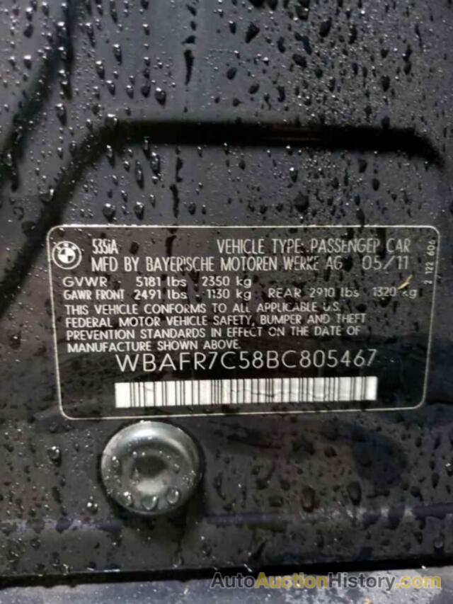 BMW 5 SERIES I, WBAFR7C58BC805467