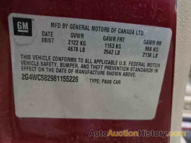 BUICK LACROSSE CX, 2G4WC582981155226