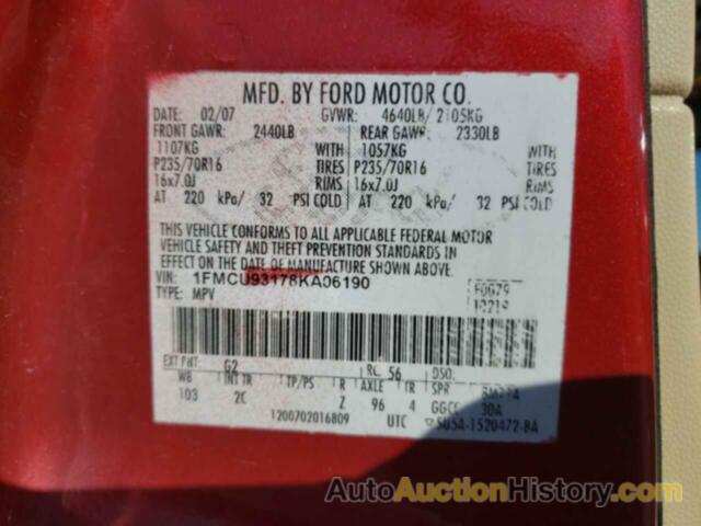 FORD ESCAPE XLT, 1FMCU93178KA06190