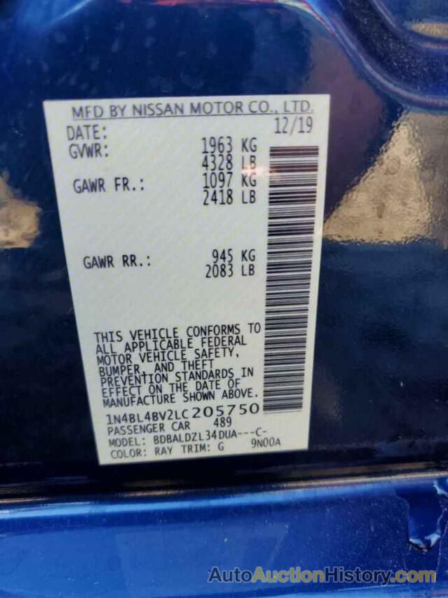 NISSAN ALTIMA S, 1N4BL4BV2LC205750