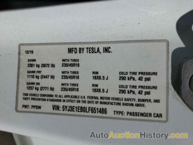 TESLA MODEL 3, 5YJ3E1EB0LF651486