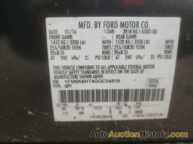 FORD EXPLORER PLATINUM, 1FM5K8HT4GGC04519