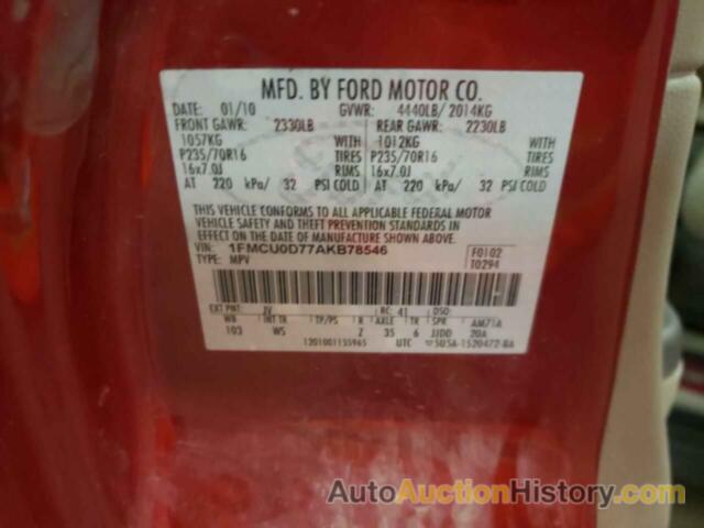 FORD ESCAPE XLT, 1FMCU0D77AKB78546